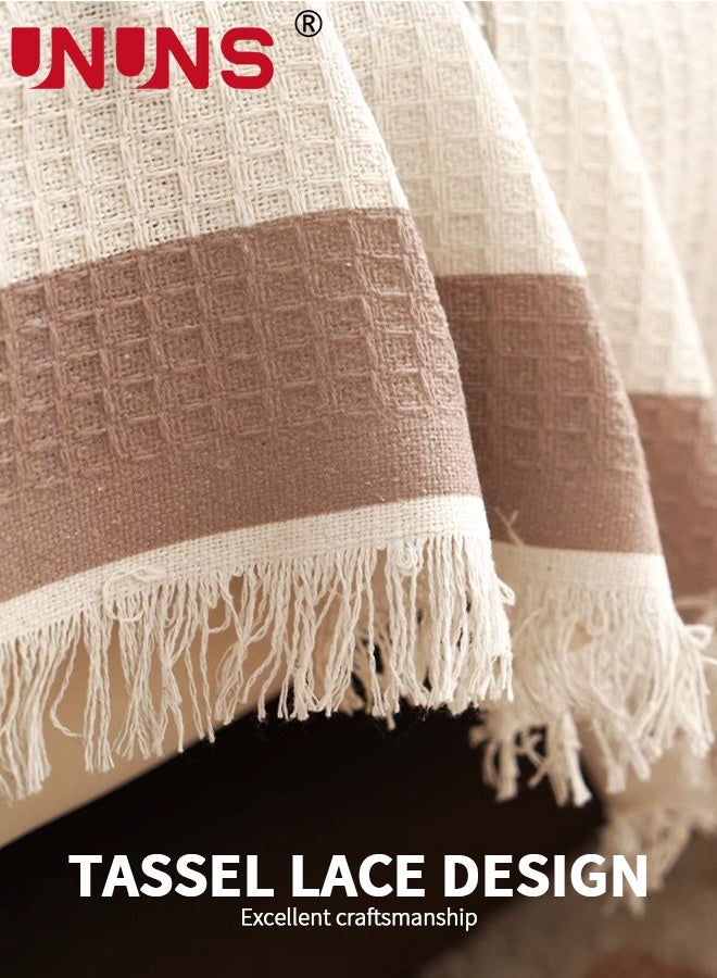 UNUNS 180*180CM Sofa Cover,Modern Waffle-Knit Throw Blanket Sofa Blanket Vintage Style Geometric Pattern Cozy Armchair Cover Warm Throws for Sofa Couch Bed Shawl Blanket - Image 5